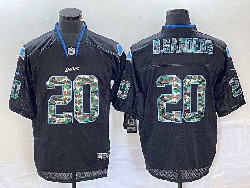 Men's Detroit Lions Barry Sanders #20 Black Jersey